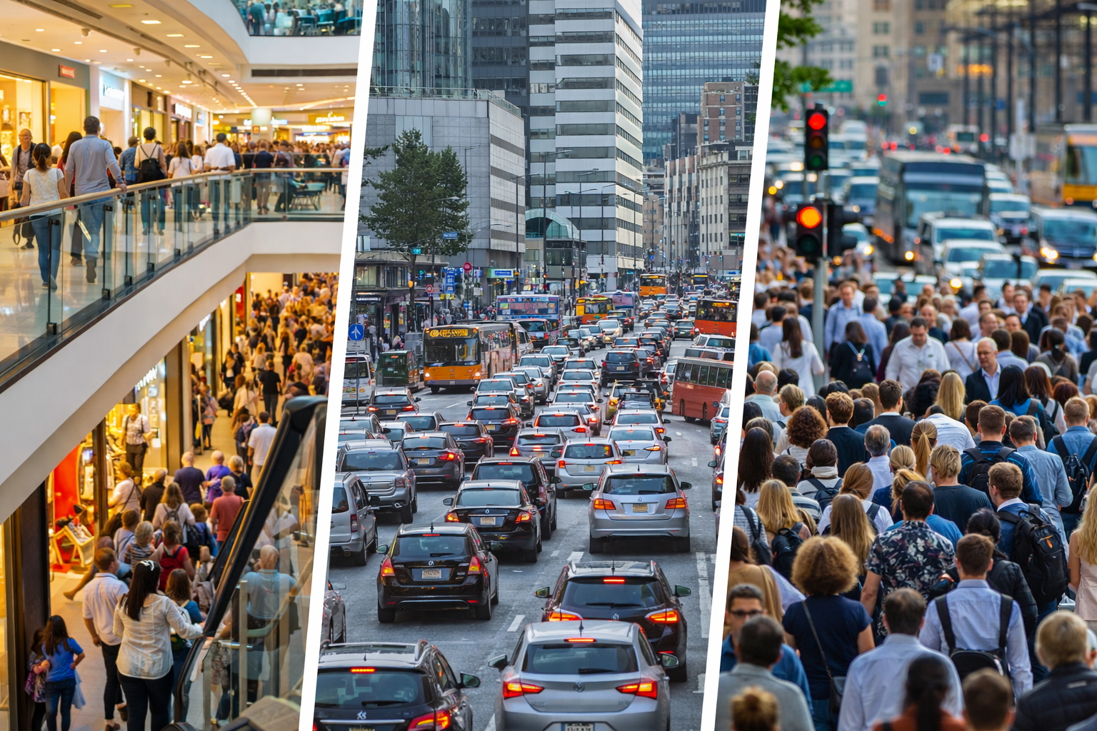 Tłum ludzi w centrum miasta – tempo życia w dużych aglomeracjach